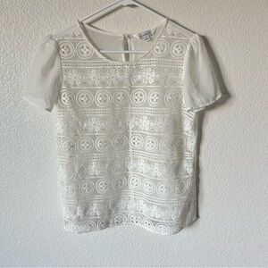 Charming Charlie Sheer Lace Women’s Small White Boho, Beachy Layer Blouse Top